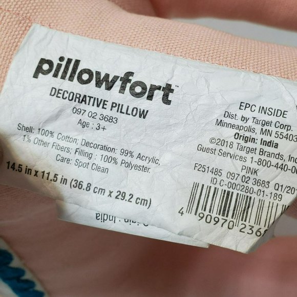 Pillowfort Pink Elephant Throw Pillow, Embroidered Plush Animal, Gently Used - Picture 7 of 8